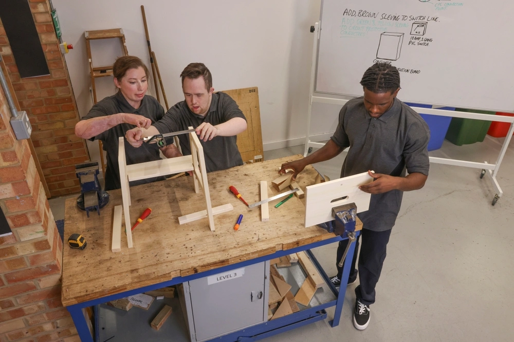 Disabled people working with wood